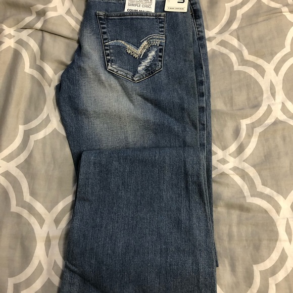 Lt. blue Women’s Jeans Urban Behavior stretch stone washed rips low cut slim fit - Picture 5 of 11